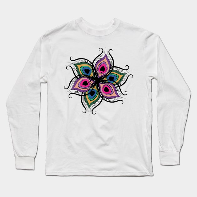 Feather Flower pattern Long Sleeve T-Shirt by lobanegra